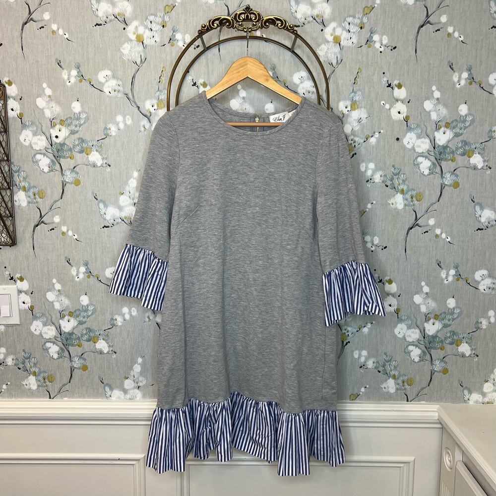 Eliza J Gray Dress with Blouse Accent - Size 14